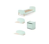 Vipack Kiddy Lit En Bois Laqu Et Brut Et Sommier + Chevet 1 Porte + Etagre 45 Cm + Etagre 65cm