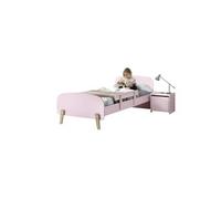 Vipack KIDDY Lit simple en bois et sommier + Barrière de sécurité + Chevet enfant 1 porte Beige G
