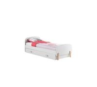 Vipack Kiddy Lit Simple En Bois Laqu Et Brut Et Sommier 90x200cm Blanc + Lit Gigogne