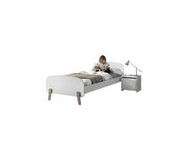 Vipack Kiddy Lit Simple En Bois Laqu Et Brut Et Sommier + Chevet Enfant Bois Laqu 1 Porte Blanc
