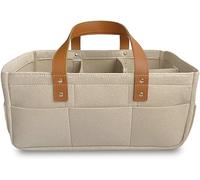 KiddyCare - Distributeurs de Couches et Range-Couches Polyvalent en Toile 100% Coton et Corde Tissée, 3 Compartiments Amovibles, Pour vos Déplacements, Cadeau Babyshower [Beige Foncé, Taille Normale]