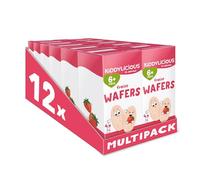 Kiddylicious Wafers Fraise I Dès 6 Mois I Sans Gluten & Sans Lait I 12 Packs de 16g (4 Sachets de 4g) | 192g