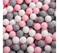 KiddyMoon 100/6cm Boules de jeu pour enfants dans le bain Boules en plastique pour enfants fabriquées dans l'UE, blanc/gris/rose poudré