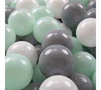 KiddyMoon 100 ∅ 7Cm Balles Colorées Plastique pour Piscine Enfant Bébé Fabriqué en EU, Blanc/Gris/Menthe