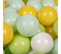 KiddyMoon 100 ∅ 7Cm Balles Colorées Plastique pour Piscine Enfant Bébé Fabriqué en EU, Blanc/Menthe/Vert Clair/Jaune