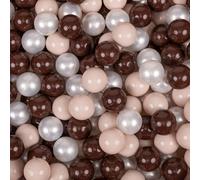 KiddyMoon 100 balles/7 cm Boules de jeu pour enfants Boules de bain Boules en plastique pour enfants fabriquées en UE, beige pastel/brun/perle