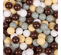 KiddyMoon 100 balles/7 cm Boules de jeu pour enfants Boules de bain pour bébés Boules en plastique uni fabriquées dans l'UE, vert/gris/jaune pâle/brun/blanc