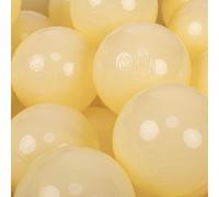 KiddyMoon 100 balles/7 cm Boules de jeu pour enfants Boules de bain pour bébés Boules en plastique uni fabriquées dans l'UE, jaune pastel