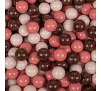 KiddyMoon 100 balles/7 cm Boules de jeu pour enfants Boules de bain pour bébés Boules en plastique uni fabriquées dans l'UE, beige pastel/saumon/marron