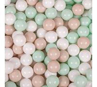 KiddyMoon 100 balles/7 cm Boules de jeu pour enfants Boules de bain pour enfants Boules en plastique uni fabriquées dans l'UE, beige pastel/blanc/mint