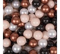 KiddyMoon 100 balles/7 cm Boules pour enfants Boules de jeu pour le bain Boules en plastique simples pour enfants fabriquées en UE, beige pastel/rouge cuivré/blanc/noir