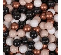 KiddyMoon 100 balles/7 cm Boules pour enfants Boules de jeu pour le bain Boules en plastique simples pour enfants fabriquées en UE, beige pastel/rouge cuivré/noir/perle