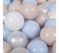 KiddyMoon 100 Balles/7Cm Balles Colorées Plastique pour Piscine Enfant Bébé Fabriqué en EU, Beige Pastel/Bleu Pastel/Blanc/Perle