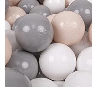 KiddyMoon 100 Balles/7Cm Balles Colorées Plastique pour Piscine Enfant Bébé Fabriqué en EU, Beige Pastel/Gris/Blanc