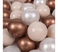 KiddyMoon 100 Balles/7Cm Balles Colorées Plastique pour Piscine Enfant Bébé Fabriqué en EU, Beige Pastel/Cuivre/Perle