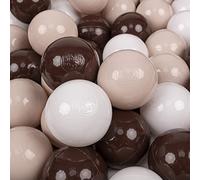 KiddyMoon 100 Balles/7Cm Balles Colorées Plastique pour Piscine Enfant Bébé Fabriqué en EU, Beige Pastel/Brun/Blanc