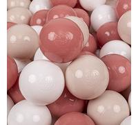 KiddyMoon 100 Balles/7Cm Balles Colorées Plastique pour Piscine Enfant Bébé Fabriqué en EU, Beige Pastel/Saumon/Blanc