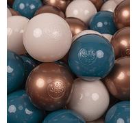 KiddyMoon 100 Balles/7Cm Balles Colorées Plastique pour Piscine Enfant Bébé Fabriqué en EU, Turquoise Foncé/Beige Pastel/Cuivre