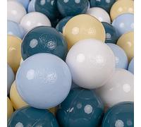 KiddyMoon 100 Balles/7Cm Balles Colorées Plastique pour Piscine Enfant Bébé Fabriqué en EU, Turquoise Foncé/Bleu Pastel/Jaune Pastel/Blanc