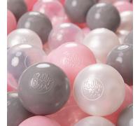 KiddyMoon 1200 ∅ 6 cm Boules de bain pour bébé Boules en plastique pour bébé fabriquées dans l'UE, perle/gris/transparent/rose poudré