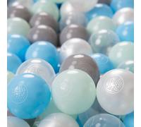 KiddyMoon 1200 ∅ 6 cm Boules de bain pour bébé Boules en plastique pour bébé fabriquées en UE, perle/gris/transparent/bleu bébé/bleu