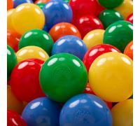 KiddyMoon 1200 ∅ 6 cm Boules pour enfants pour jouer dans le bain Boules en plastique pour enfants fabriquées dans l'UE, jaune/vert/bleu/rouge/orange