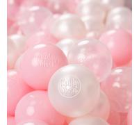KiddyMoon 1200 ∅ 6 cm Boules pour enfants pour jouer dans le bain Boules en plastique pour enfants fabriquées dans l'UE, rose poudré/perle/transparent