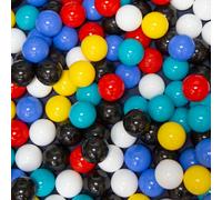 KiddyMoon 1200 ∅ 6 cm Boules pour enfants pour jouer dans le bain Boules en plastique pour enfants fabriquées dans l'UE, noir/blanc/bleu/rouge/jaune/turquoise