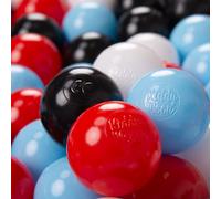 KiddyMoon 1200 ∅ 6 cm Boules pour enfants pour jouer dans le bain Boules en plastique pour enfants fabriquées dans l'UE, noir/blanc/rouge/bleu bébé