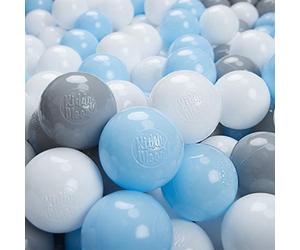 KiddyMoon 1200/6Cm ∅ Balles Colorées Plastique pour Piscine Enfant Bébé Fabriqué en EU, Gris/Blanc/Babyblue/