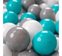 KiddyMoon 1200/6Cm ∅ Balles Colorées Plastique pour Piscine Enfant Bébé Fabriqué en EU, Gris/Blanc/Turquoise