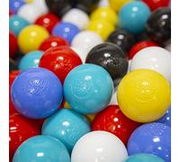 KiddyMoon 1200/6Cm ∅ Balles Colorées Plastique pour Piscine Enfant Bébé Fabriqué en EU, Noir/Blanc/Bleu/Rouge/Jaune/Turquoise