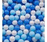 KiddyMoon 1200/6cm Boules de bain pour enfants Boules en plastique pour enfants fabriquées en UE, bleu bébé/bleu/perle