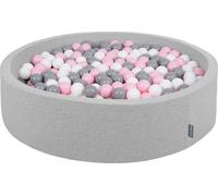 KiddyMoon 120x30cm/600 balles ∅ 7cm balles rondes en mousse pour enfants fabriqué en UE, Gris clair : Blanc-Gris-Rose