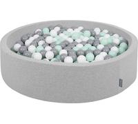 KiddyMoon 120x30cm/600 balles ∅ 7cm balles rondes en mousse pour enfants fabriqué en UE, Gris clair : Blanc-Gris-Menthe :
