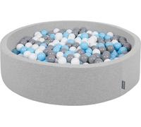 KiddyMoon 120x30cm/600 balles ∅ 7cm balles rondes en mousse pour enfants fabriqué en UE, Gris clair : Gris-blanc-bleu bébé