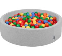 KiddyMoon 120x30cm/600 balles ∅ 7cm balles rondes en mousse pour enfants fabriqué en UE, Gris clair : Jaune-Vert-Bleu-Rouge-Orange