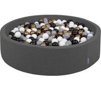 KiddyMoon 120x30cm/600 balles ∅ 7cm Balles rondes en mousse pour enfants fabriqué en UE, Gris foncé : Blanc-Gris-Noir-Or