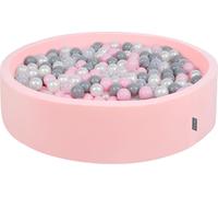 KiddyMoon 120x30cm/600 balles ∅ 7cm balles rondes en mousse pour enfants fabriqué en UE, Rose : Gris perle rose poudré transparent