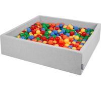 KiddyMoon 120x30cm/600 balles ∅ 7cm Square Balles en mousse pour enfants fabriqué en UE, Gris clair : Jaune-Vert-Bleu-Rouge-Orange