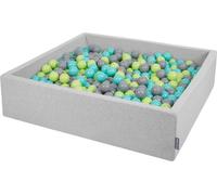 KiddyMoon 120x30cm/600 balles ∅ 7cm Square Balles en mousse pour enfants fabriqué en UE, Gris clair : Vert clair-Turquoise clair-Gris