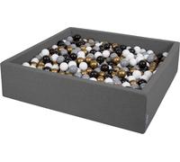 KiddyMoon 120x30cm/600 balles ∅ 7cm Square Kids foam balls Certified EU, Dark grey : Blanc-Gris-Noir-Or