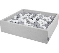 KiddyMoon 120x30cm/600 balles ∅ 7cm Square Kids Foam Balls Certified EU, Light Grey:White-Grey