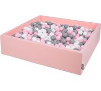 KiddyMoon 120x30cm/600 balles ∅ 7cm Square Kids Foam Balls Certified EU, Pink : Blanc-Gris-Rose