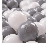 KiddyMoon 200 ∅ 7Cm Balles Colorées Plastique pour Piscine Enfant Bébé Fabriqué en EU, Blanc/Gris