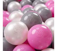 KiddyMoon 200 ∅ 7Cm Balles Colorées Plastique pour Piscine Enfant Bébé Fabriqué en EU, Perle/Gris/Rose