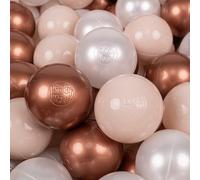 KiddyMoon 200 balles/7 cm Boules pour enfants Boules de jeu pour le bain Boules en plastique uni fabriquées en UE, beige pastel/blanc/perle