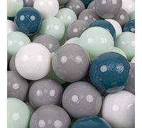 KiddyMoon 200 Balles/7Cm Balles Colorées Plastique pour Piscine Enfant Bébé Fabriqué en EU, Turquoise Foncé/Gris/Blanc/Menthe