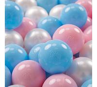 KiddyMoon 300 ∅ 7Cm Balles Colorées Plastique pour Piscine Enfant Bébé Fabriqué en EU, Baby Blue/Rose Poudré/Perle