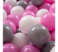 KiddyMoon 300 ∅ 7Cm Balles Colorées Plastique pour Piscine Enfant Bébé Fabriqué en EU, Gris/Blanc/Rose